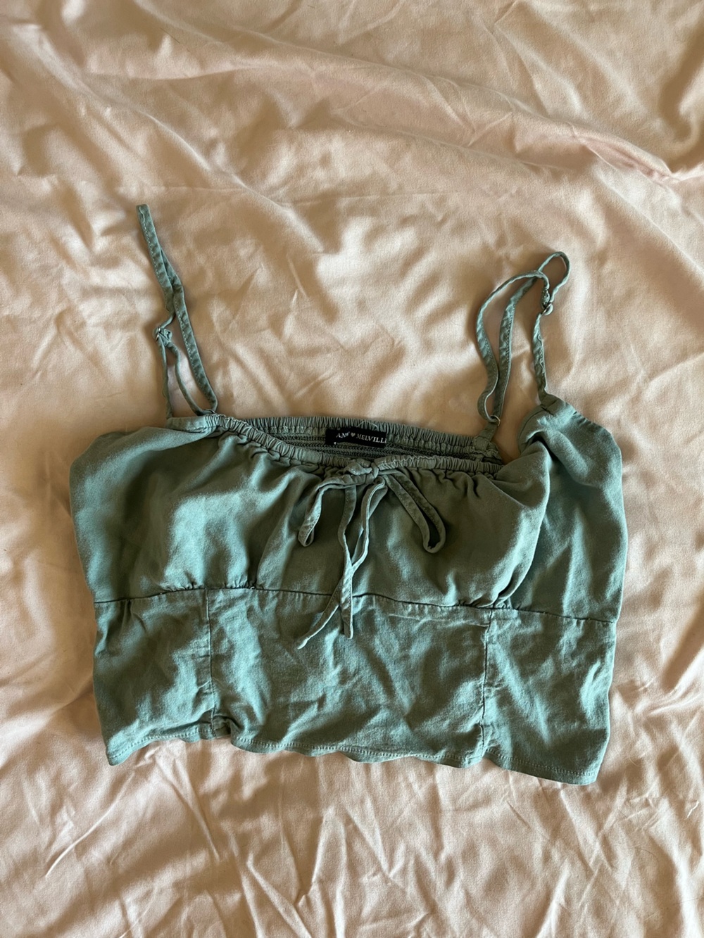 Brandy Melville Sage Green Cropped Drawstring Cami